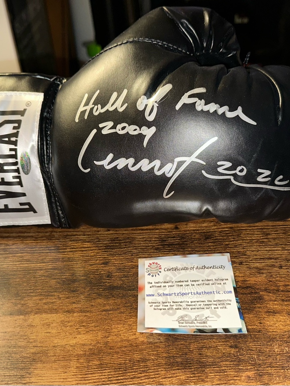 Everlast Black Boxing Glove Signed By Lennox Lewis